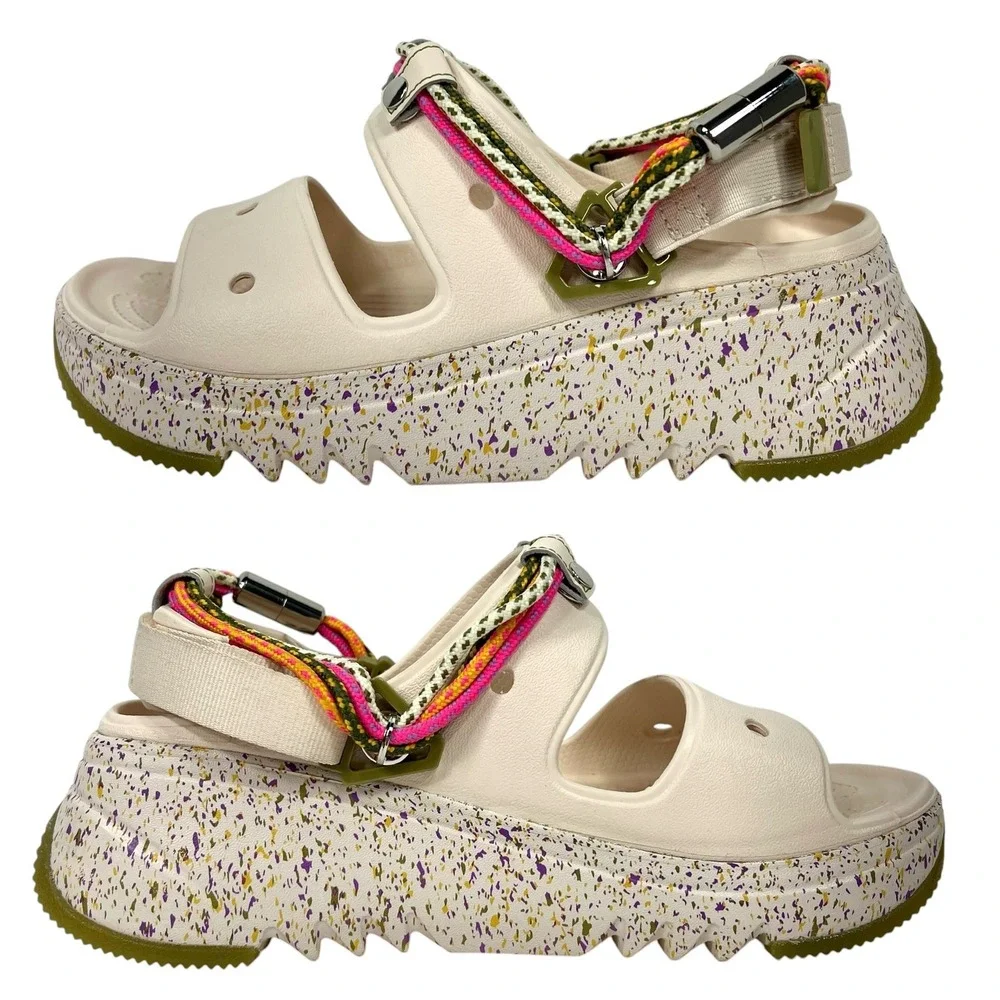 Crocs Hiker Xscape Festival Sandals W10/M8 White Pink Platform Chunky Gorpcore
